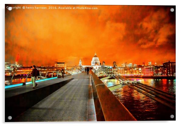 Bridge to St  Paul's Acrylic by henry harrison