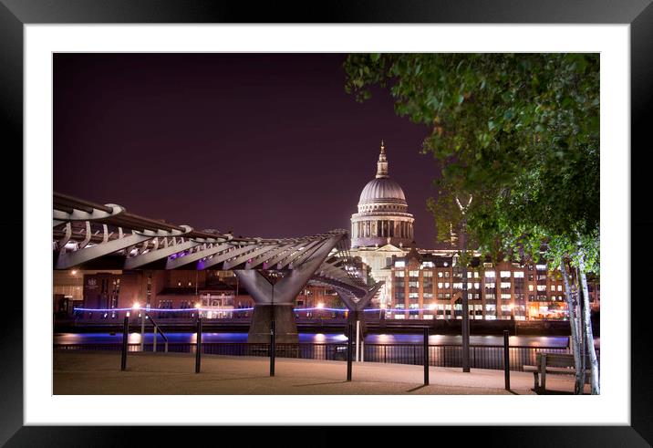 Millennium Bridge & St Paul's Cathedral Framed Mounted Print by Dave Collins