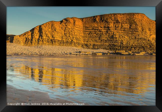 Limestone Cliffs Dunraven Bay Framed Print by Nick Jenkins