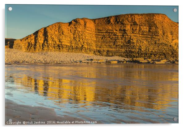 Limestone Cliffs Dunraven Bay Acrylic by Nick Jenkins