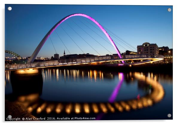 Gateshead Millennium Bridge at Dusk Acrylic by Alan Crawford