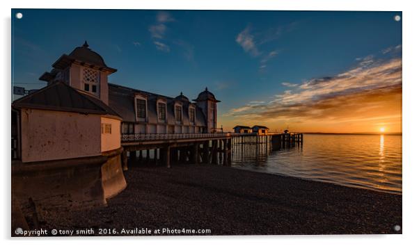 Sunrise at Penarth Pier Acrylic by tony smith