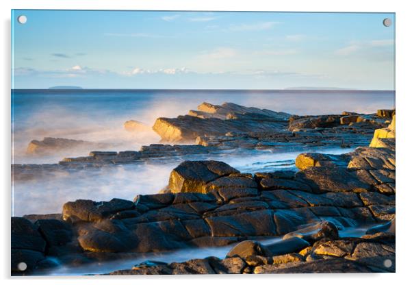 Sunlit Kilve rocks Acrylic by Daugirdas Racys