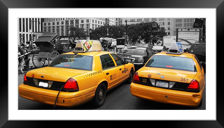 Taxi Taxi Framed Mounted Print by Elaine Young