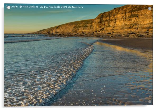 Dunraven Bay Shoreline Glamorgan Heritage Coast Acrylic by Nick Jenkins