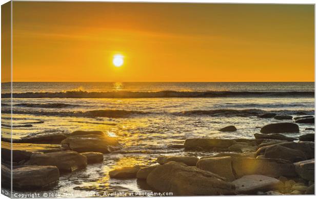 Setting Sun over Dunraven Bay Glamorgan Coast Canvas Print by Nick Jenkins