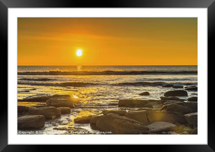 Setting Sun over Dunraven Bay Glamorgan Coast Framed Mounted Print by Nick Jenkins