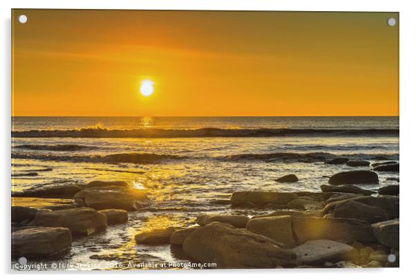 Setting Sun over Dunraven Bay Glamorgan Coast Acrylic by Nick Jenkins