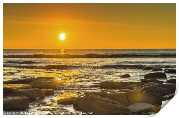 Setting Sun over Dunraven Bay Glamorgan Coast Print by Nick Jenkins