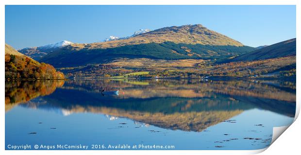 Blue boat on Loch Fyne Print by Angus McComiskey