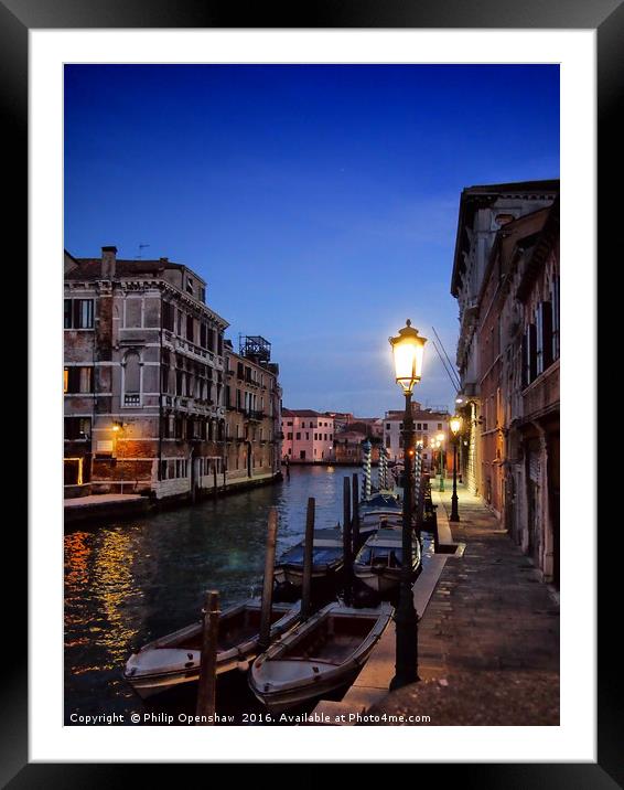 Lamplight in Venice Framed Mounted Print by Philip Openshaw