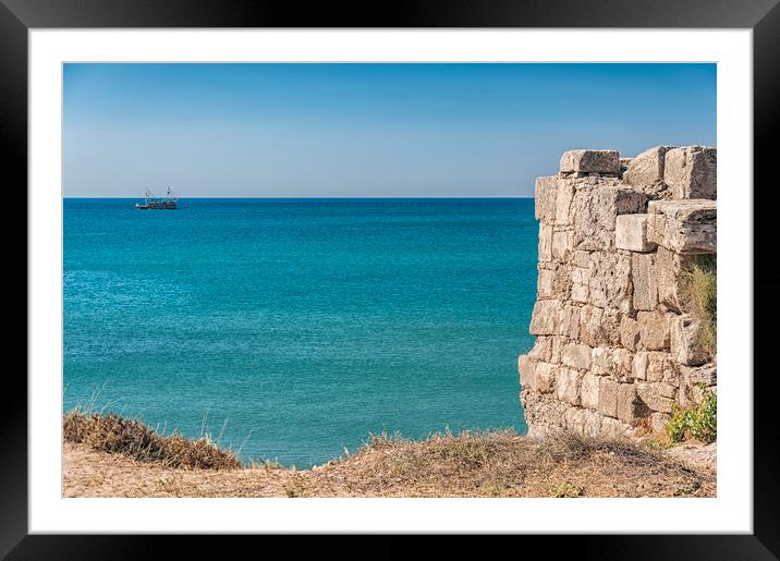 Side Ancient City Wall By The Sea Framed Mounted Print by Antony McAulay