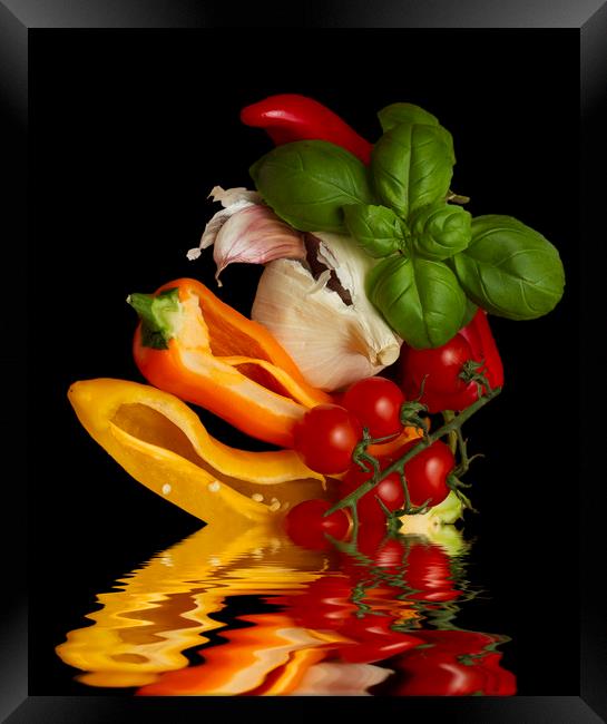 Peppers Basil Tomatoes Garlic Framed Print by David French