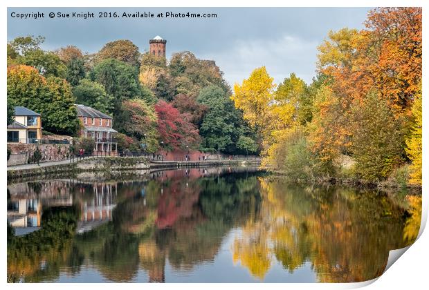 Autumn view of Shrewsbury  Print by Sue Knight