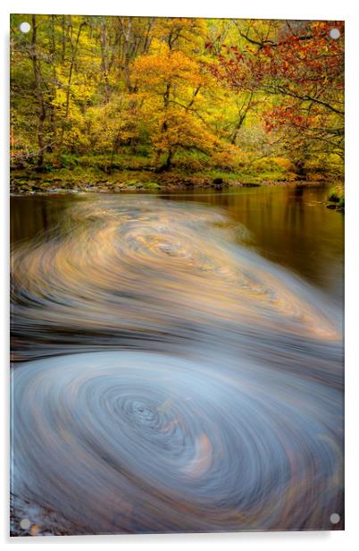 Autumn Waterfall, Brecon Beacons, Wales Acrylic by Jonathan Smith