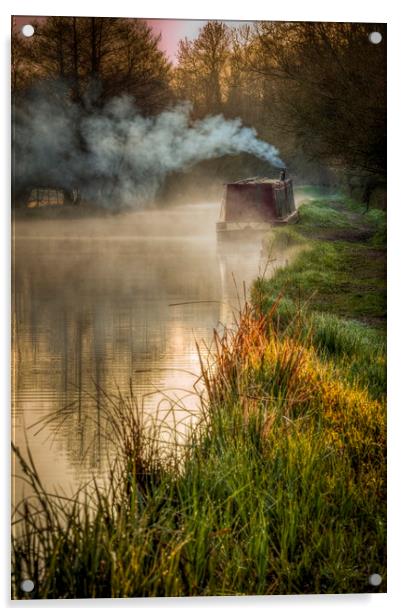 Misty Morning, Stratford Canal, Warwickshire Acrylic by Jonathan Smith