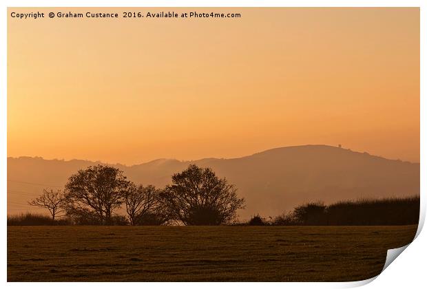 Ivinghoe Beacon Sunset Print by Graham Custance