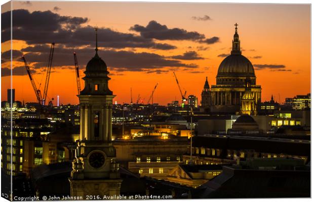 St.Paul's Cathedral Sunset Canvas Print by John Johnson