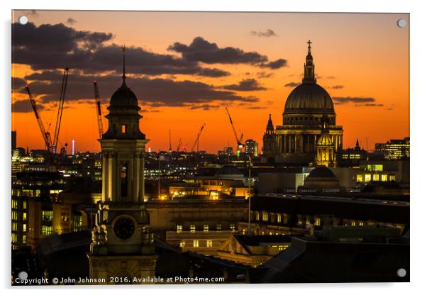 St.Paul's Cathedral Sunset Acrylic by John Johnson