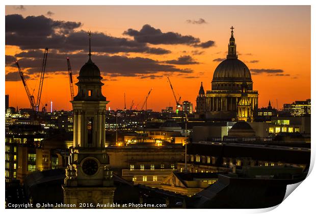 St.Paul's Cathedral Sunset Print by John Johnson