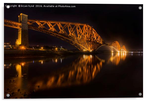 The bridge at night Acrylic by bryan hynd