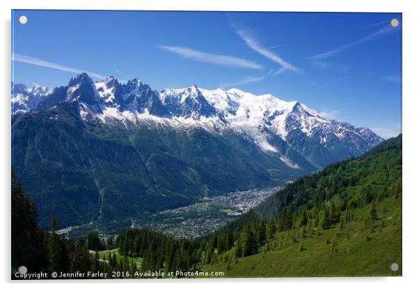 Mont Blanc and the Chamonix Valley Acrylic by Jennifer Farley