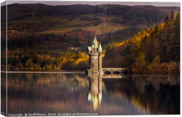 The Princess Tower Lake Vyrnwy Wales Canvas Print by Geoff Moore