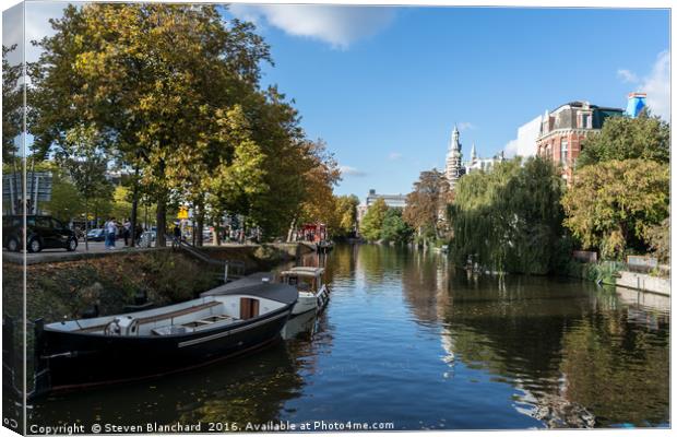 Amsterdam canal  Canvas Print by Steven Blanchard