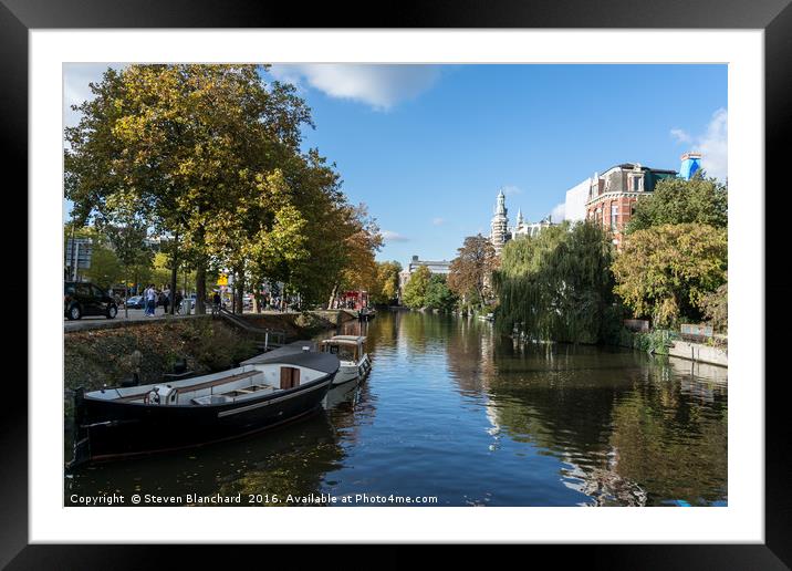 Amsterdam canal  Framed Mounted Print by Steven Blanchard