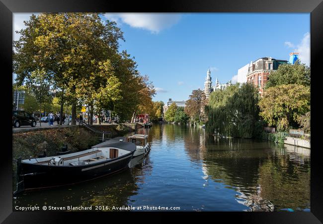 Amsterdam canal  Framed Print by Steven Blanchard