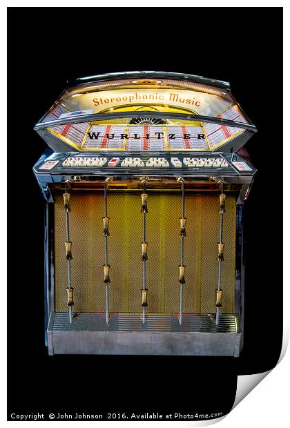 Wurlitzer jukebox, model 2500, made in 1961 Print by John Johnson