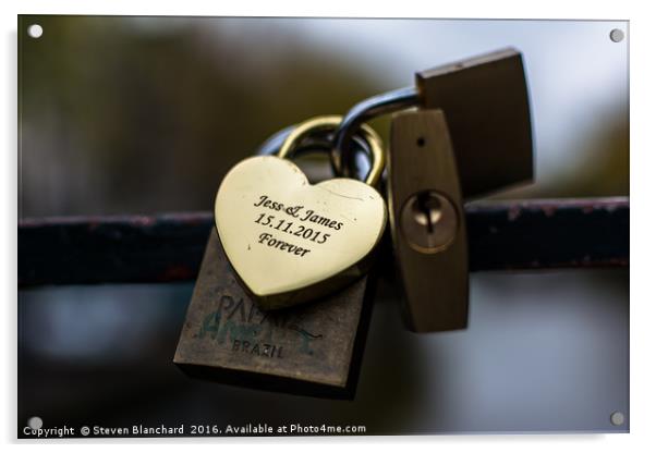 Love locks Amsterdam  Acrylic by Steven Blanchard