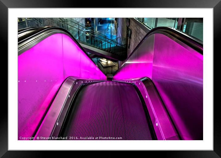 Scary escalator Framed Mounted Print by Steven Blanchard