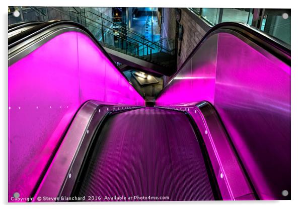 Scary escalator Acrylic by Steven Blanchard