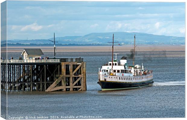 MV Balmoral approaching Penarth Pier South Wales Canvas Print by Nick Jenkins