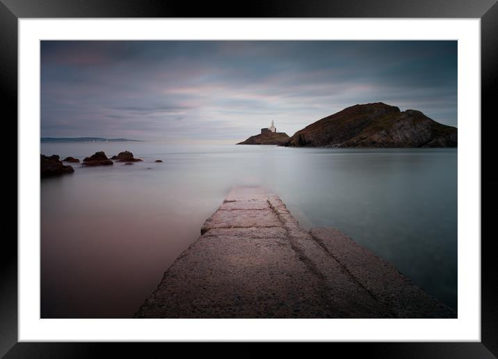 Mumbles Beach and Lighthouse Framed Mounted Print by Leighton Collins