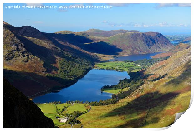 View over Buttermere and Crummock Water Print by Angus McComiskey