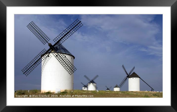 Windmills on La Mancha, Spain Framed Mounted Print by Alan Crawford
