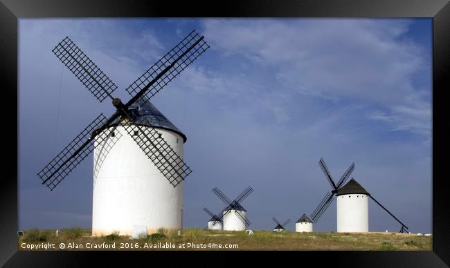 Windmills on La Mancha, Spain Framed Print by Alan Crawford