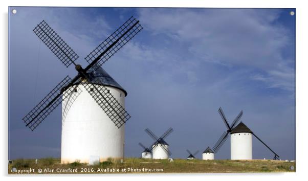 Windmills on La Mancha, Spain Acrylic by Alan Crawford
