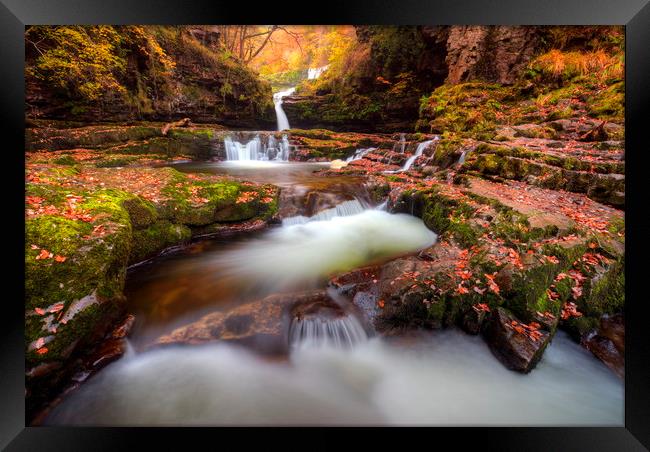 Autumn Waterfalls, Brecon Beacons, Wales Framed Print by Jonathan Smith