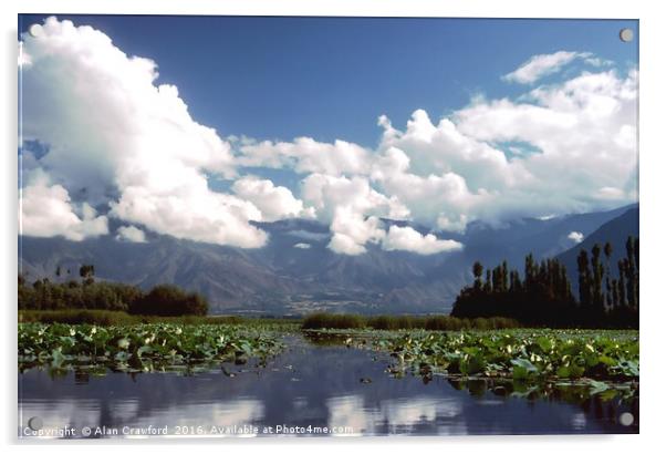 Nagin Lake, Kashmir Acrylic by Alan Crawford