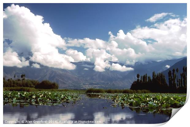 Nagin Lake, Kashmir Print by Alan Crawford