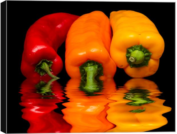 Peppers Red Yellow Orange Canvas Print by David French