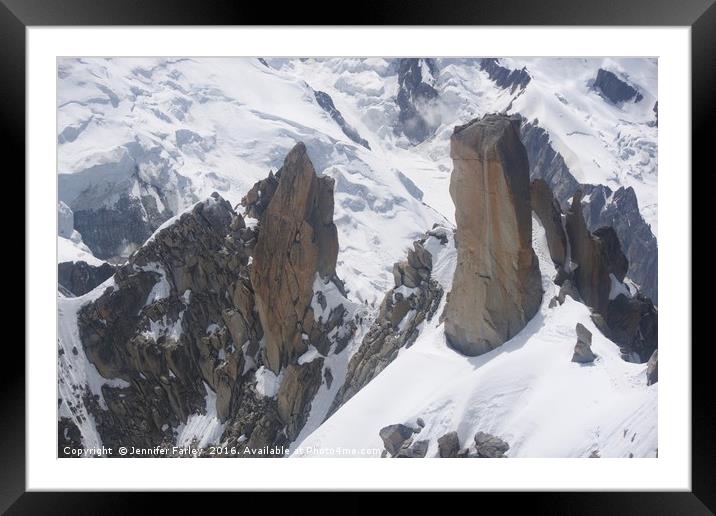 Man and Mountain - Cosmiques Arête Framed Mounted Print by Jennifer Farley