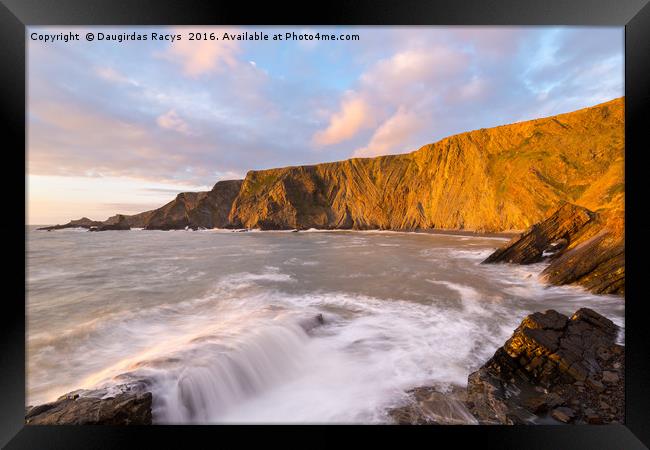 Hartland Quay Sunset Framed Print by Daugirdas Racys