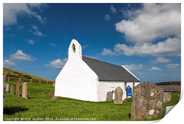 Mwnt Church in Ceredigion Print by Nick Jenkins