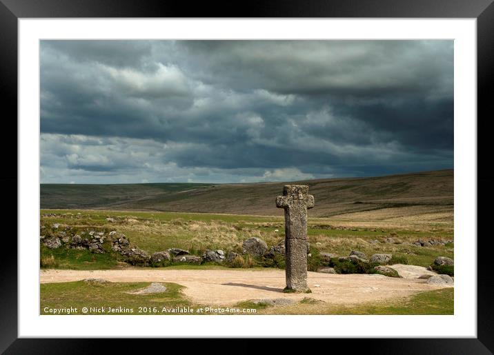 Nun's Cross on Dartmoor very near to Princetown Framed Mounted Print by Nick Jenkins