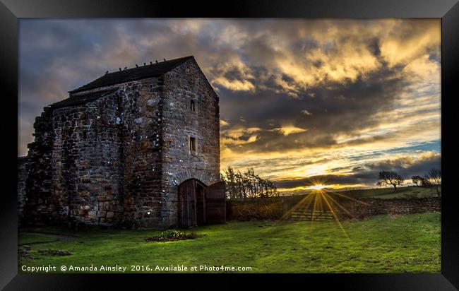 Sunrise at Scargill Castle Framed Print by AMANDA AINSLEY