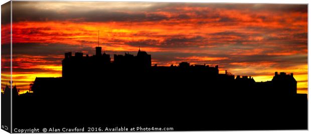 Silhouette of Edinburgh Castle at sunset Canvas Print by Alan Crawford